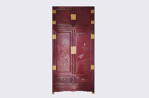 白云高端中式家居装修深红色纯实木衣柜